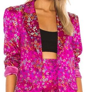 Camila Coelho satin brocade floral blazer